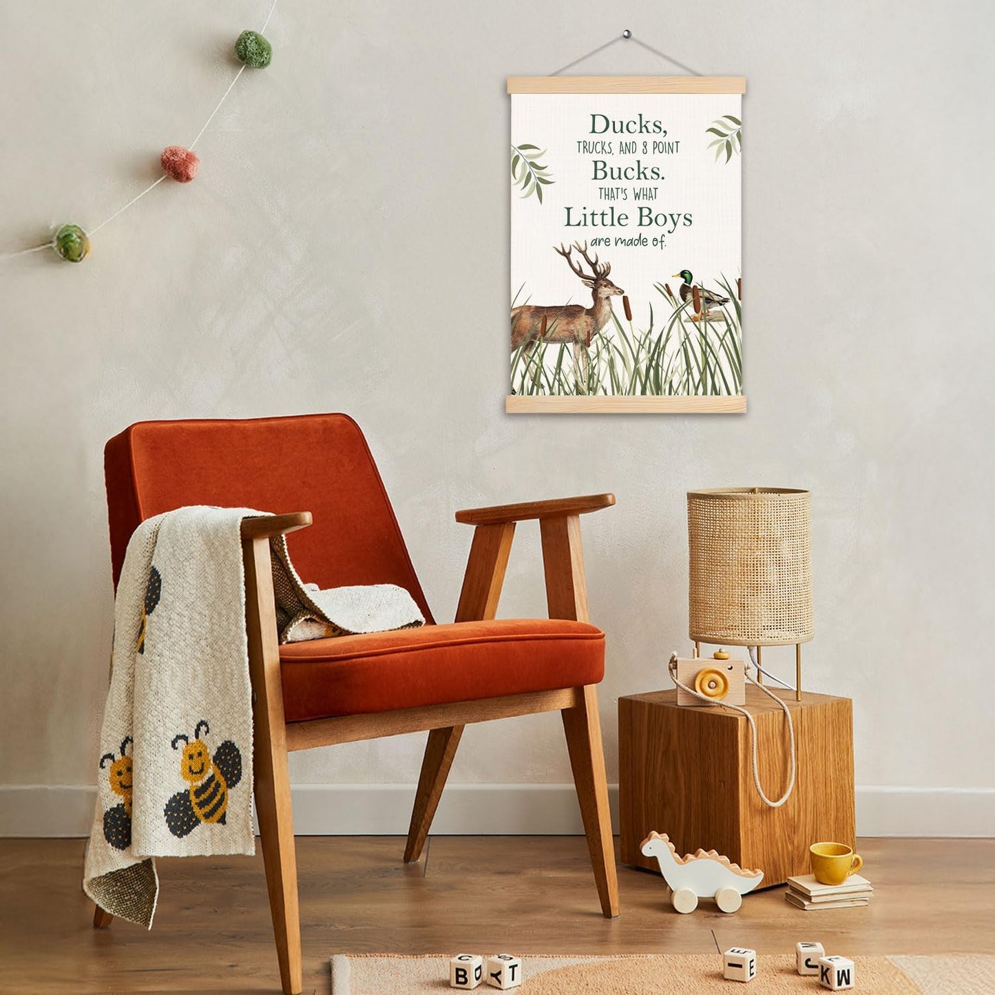 pouep Boys Room Decor, Mallard Duck and Deer Nursery Wall Art Poster, Boy Nursery Hunting Nursery Decor, Rustic Wildlife Wall Art for Toddler Little Boys Room Nursery Playroom Decor, 12x16 Inch