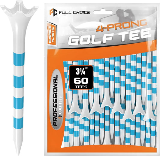 60/100 Pack Plastic Golf Tees (2-3/4"or 3-1/4"), Enhanced Durability & Stability, Designed to Reduce Friction and Side Spin