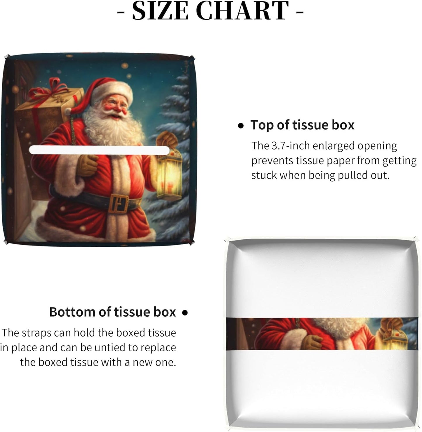 Christmas Santa Claus Tissue Box Cover Square,Merry Christmas Tissue Box Holder Waterproof Leather Facial Paper Organizer Dispenser for Bathroom Home Car Nightstand Vanity Desk
