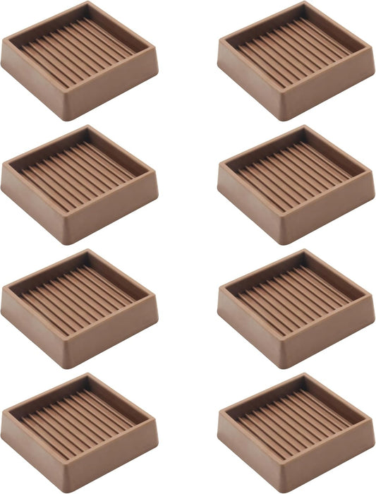 2X2 Rubber Caster Cups, Non Slip Furniture Pads, Anti-Slip Gripper, Anti Skid Furniture Feet, Anti Slide Floor Protector for Bed Couch Table Chair Stoppers - 8 Pack, Brown