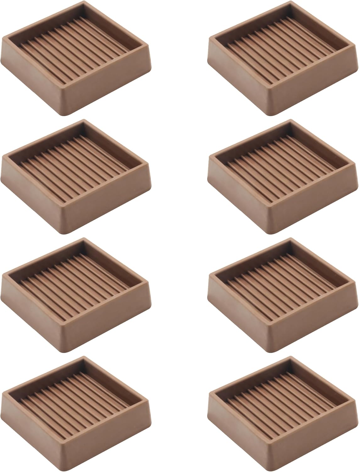 2.5X2.5 Rubber Caster Cups, Non Slip Furniture Pads, Anti-Slip Gripper, Anti Skid Furniture Feet, Anti Slide Floor Protector for Bed Couch Stoppers - 8 Pack Brown