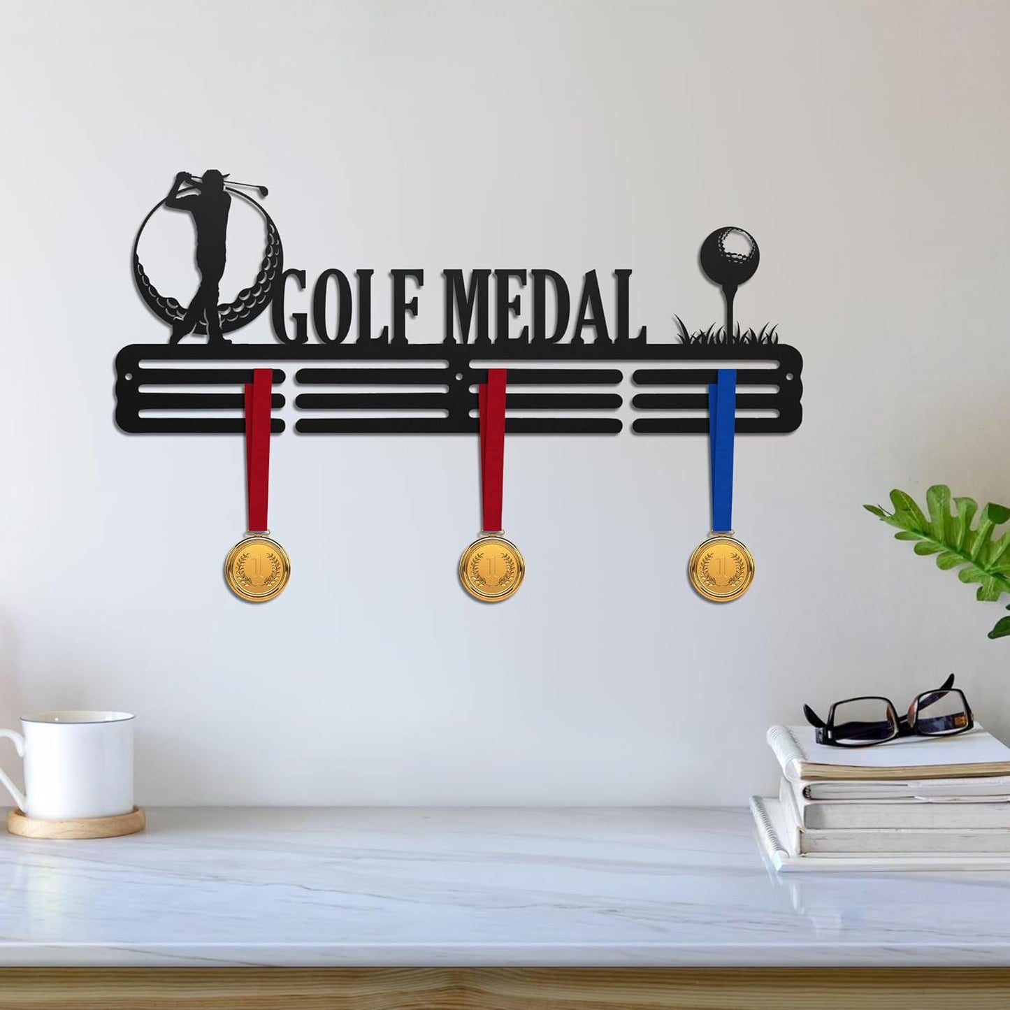 Custom Name Disc Golf Medal Hanger – Personalized Golf Award Rack, 12 Rungs for Medals & Ribbons, Sports Medal Display Holder, Metal Wall Decor for Sports Enthusiasts Model-Disc10