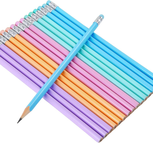 50PCS Triangular Grip Wooden cased Pencils for Kids with Erasers, Fun Cute Wood Wedding Golf Triangle Pencils for School,Drawing,Gift (50PCS)