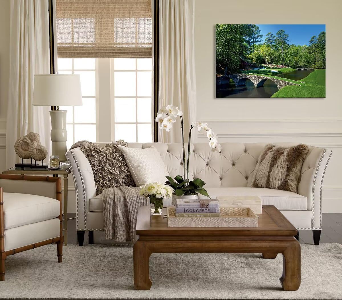 chenchenArt Augusta National Golf Course Wall Art - Augusta Golf Course 12th Hole Wall Art for Living Room Bedroom Bathroom Home Decorations Golf Art Canvas Prints Framed Ready to Hang(24''H x 36''W)