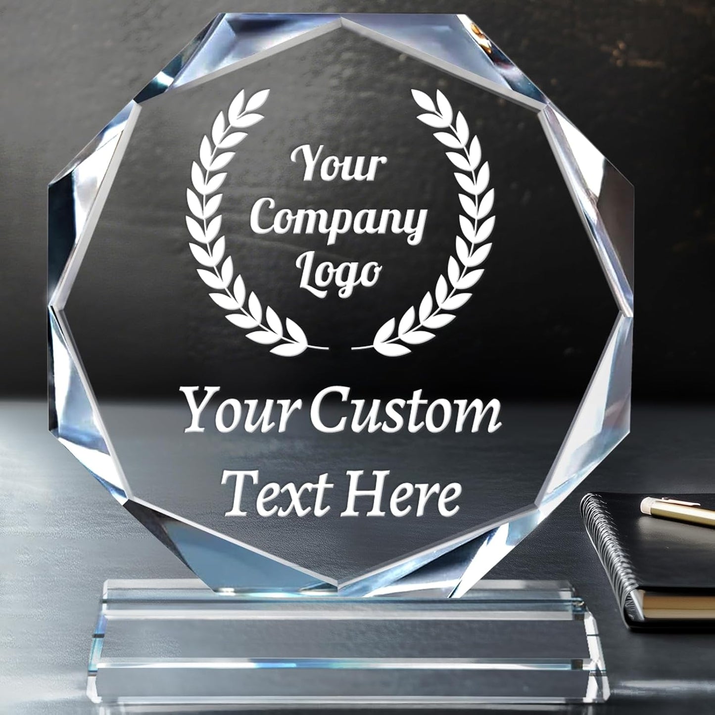 Custom Trophy Award, Plaques Personalized Engraved with Logo, Crystal Awards and Trophies for Corporate, Employee Recognition, Retirement, Sports - Coworker Employee Appreciation Gifts