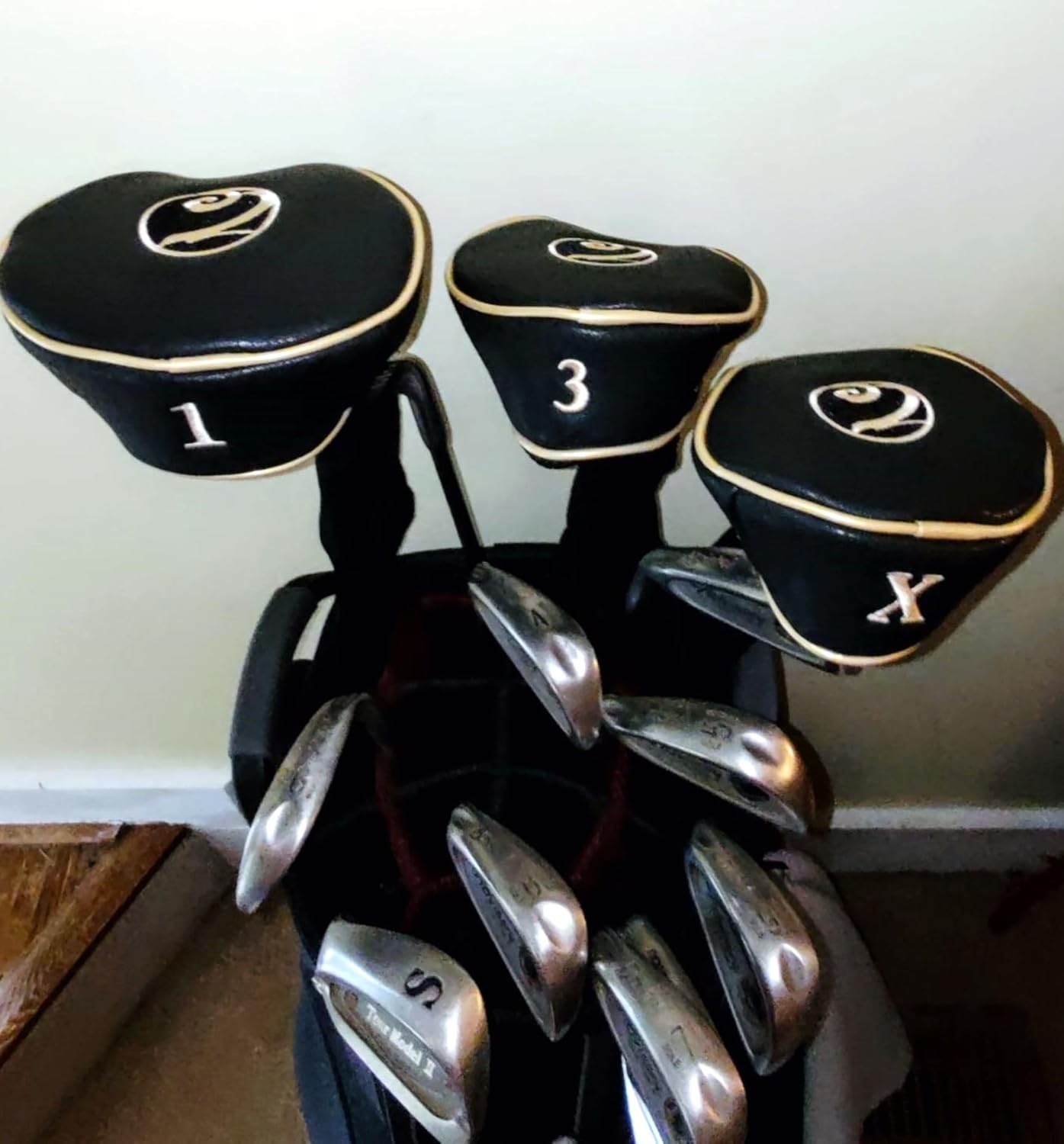 Golf Head Covers 3pcs Set, Driver Fairway Wood Headcovers, Vintage PU Headcovers for Golf Club