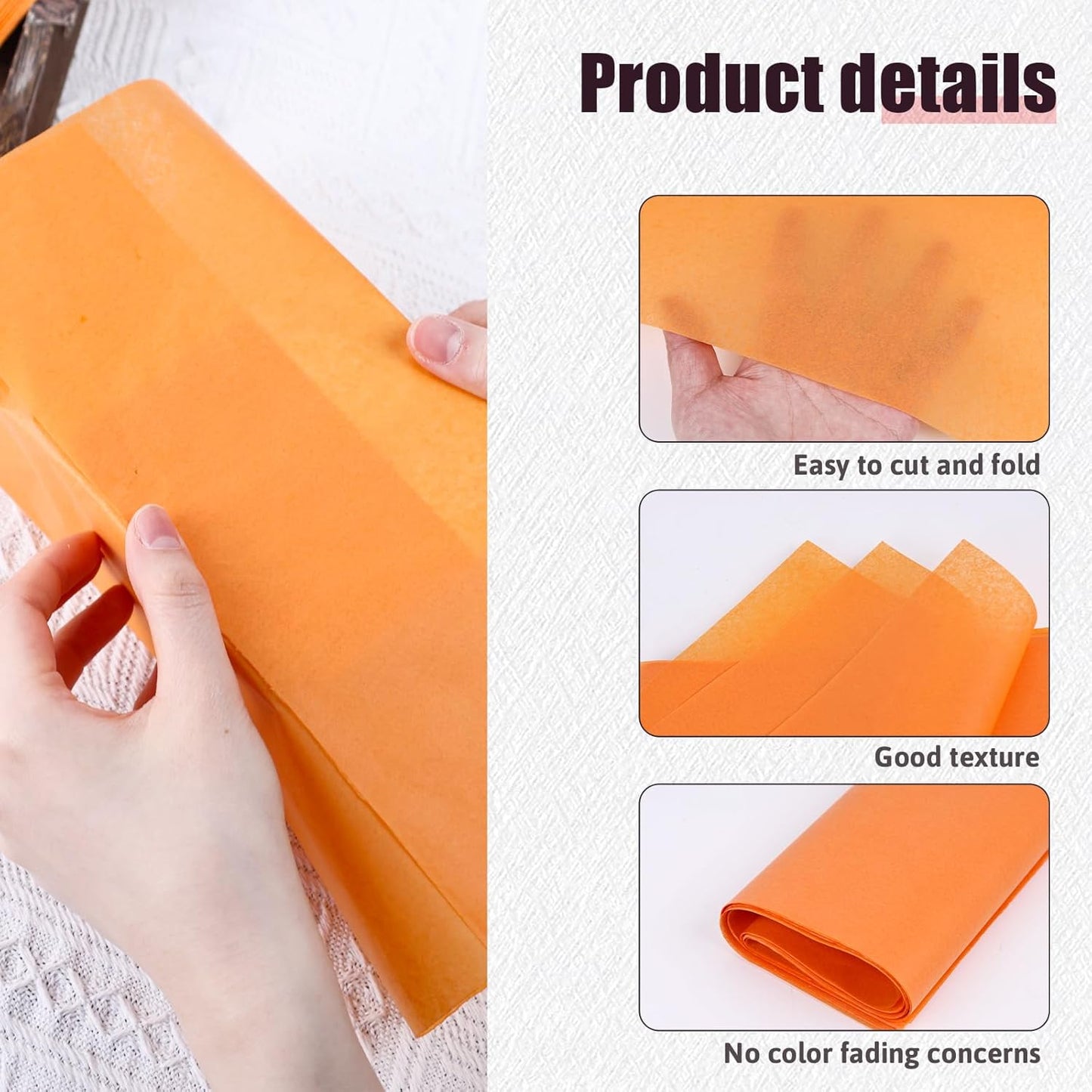 Shindel 120 Sheets Orange Tissue Paper, 20x14 Inch Fall Tissue Paper for Gift Bags, Halloween Autumn DIY Crafts Gift Wrapping Decor