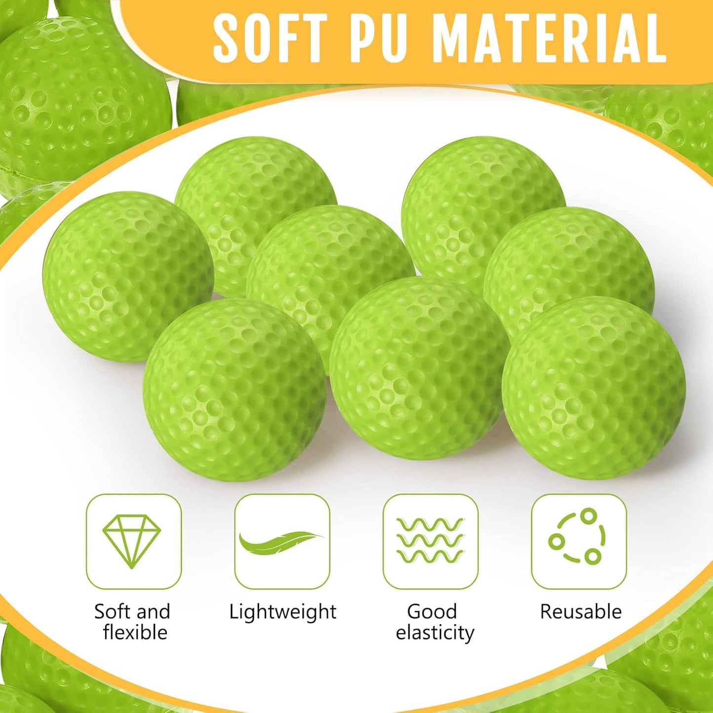 Junkin 24 Pcs Foam Golf Practice Balls Realistic Feel and Flight Training Sport Balls Elastic Soft Foam Golf Balls for Indoor or Outdoor Backyard Training