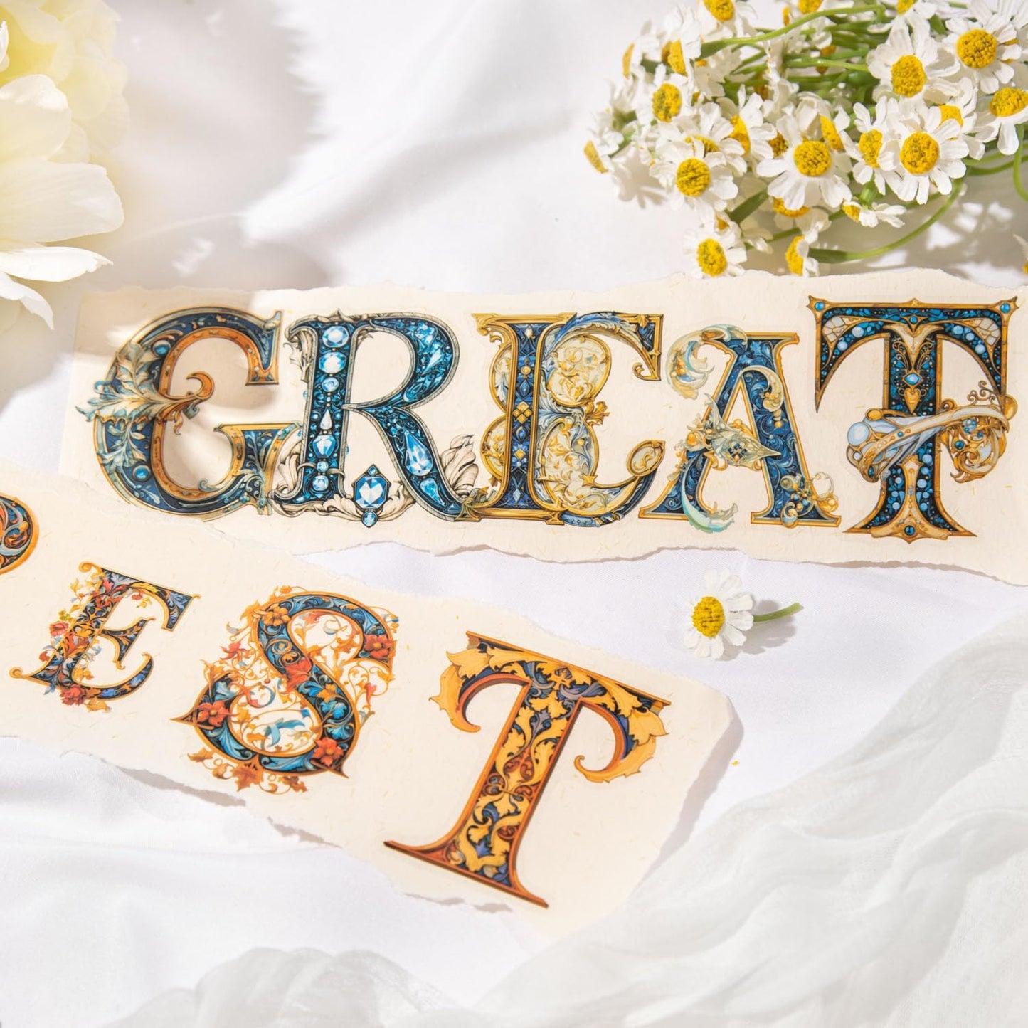 Baroque Alphabet Scrapbook Stickers Set, 156PCS Letters Ephemera for Scrapbooking, Junk Journaling, Crafting, DIY Projects, Diaries, and Art Supplies