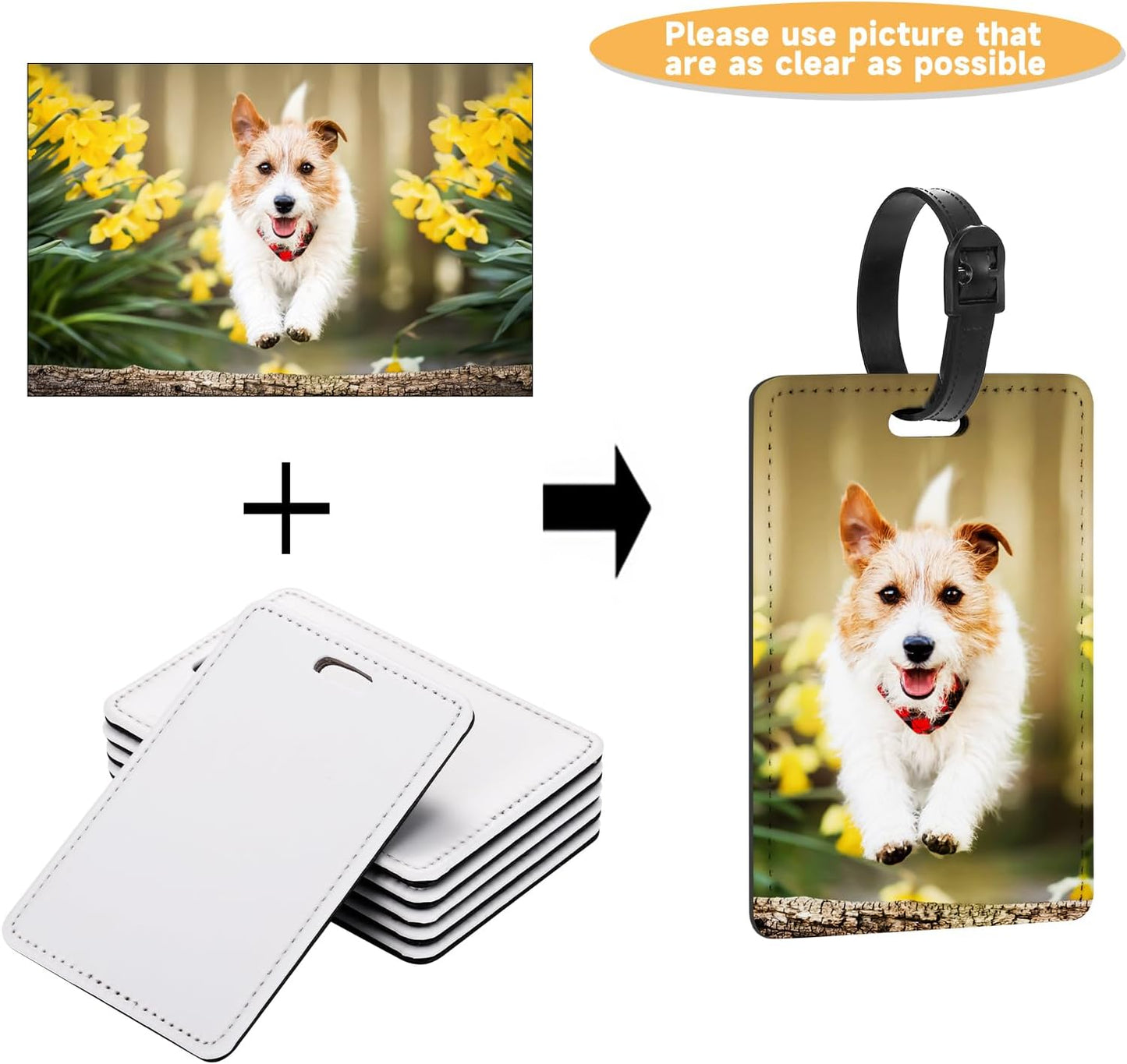 20 Packs Personalized Leather Luggage Tags for Suitcase, Custom Golf Bag Tag Travel Labels Name Identifiers with Strap for Women Men Customized Your Own Text Photo Logo