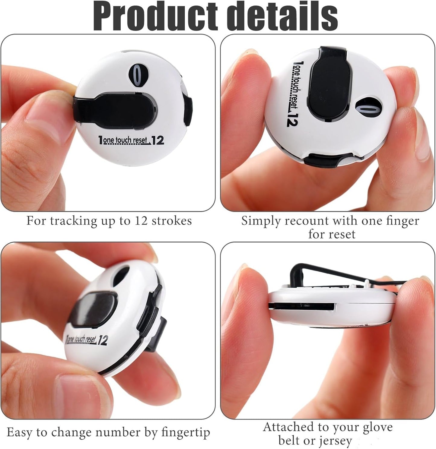 Frienda Golf Score Counter Mini Golf Stroke Counter with One Touch Reset and Simple Attachment to Scorekeeper Glove in