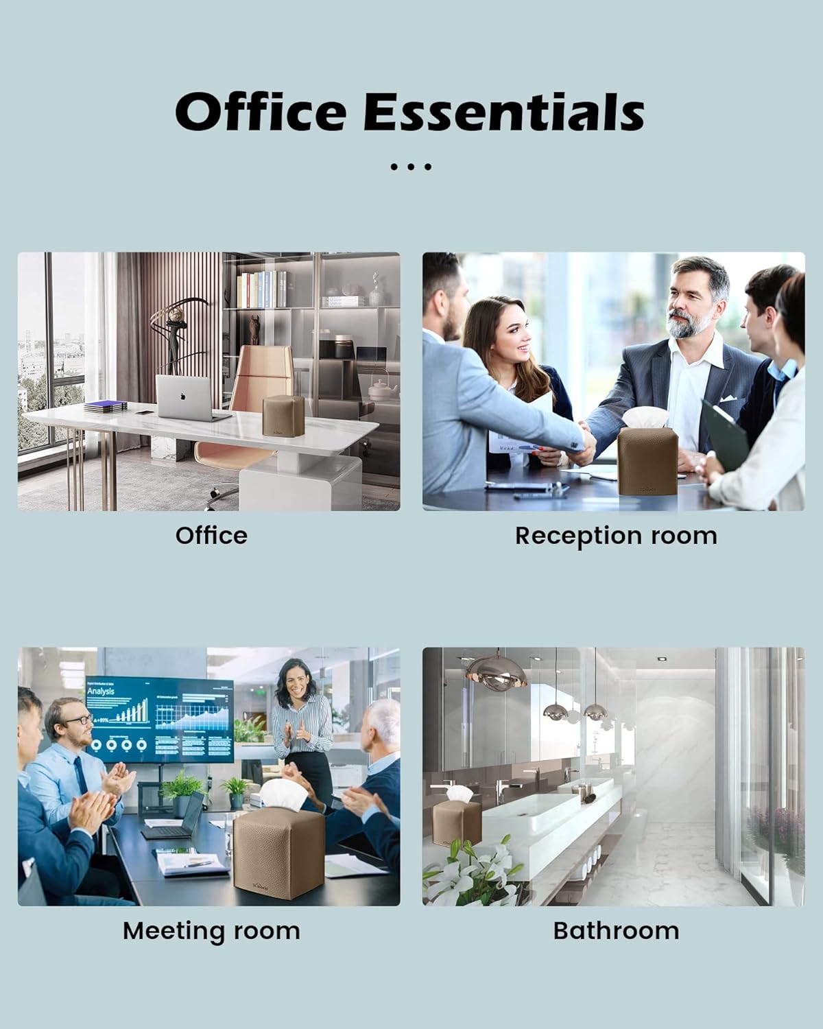 Tissue Box Cover for PU Leather, Modern Simple Solid Color Holder Square Tissue Bag, Ideal for Bathrooms,Office,Car,Outdoor Tent,Dining Table,5"X5"X5", Single Cocoa Brown