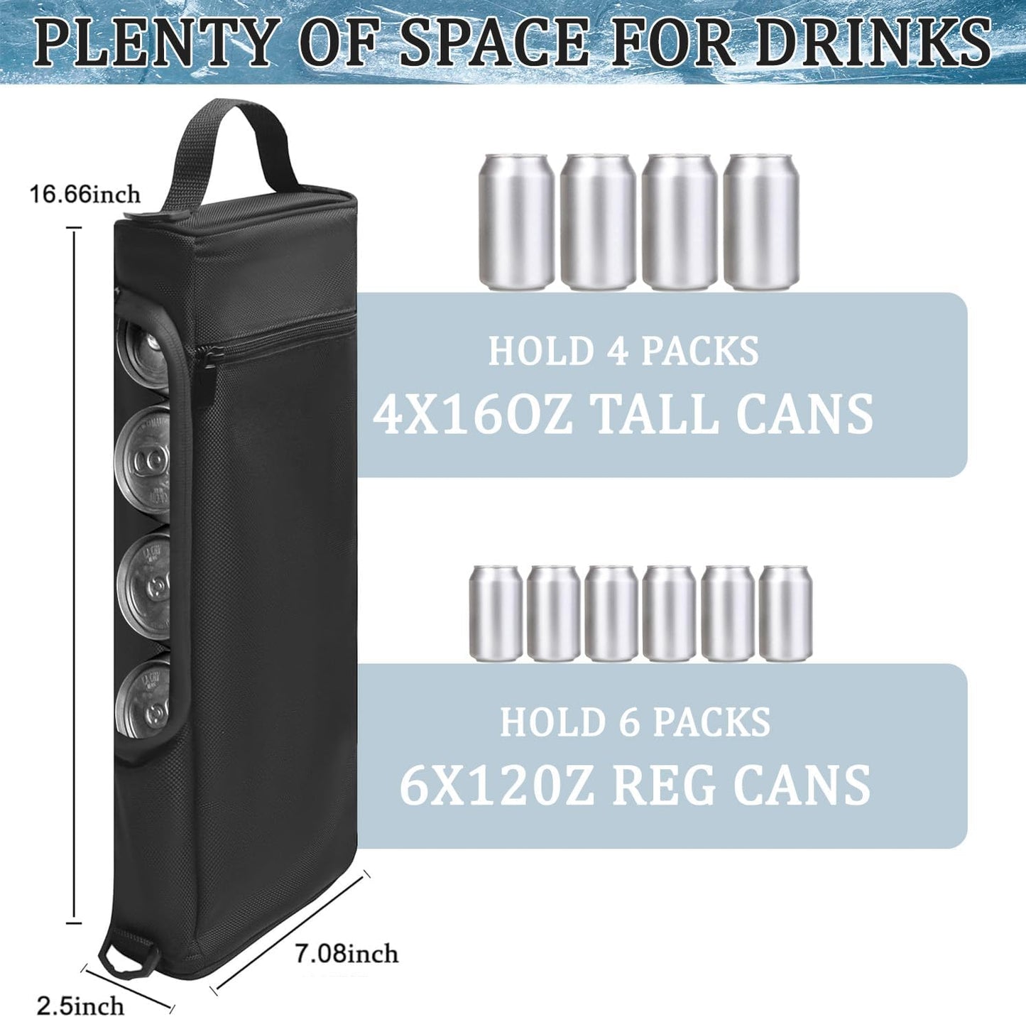 Golf Cooler Bag with Ice Pack, Keeps Drinks Cold for Hours,Holds 6 Pack of Cans or 2 Wine Bottles, Fits Discreetly in Golf Bags, Cool Golf Gifts for Men Golfers