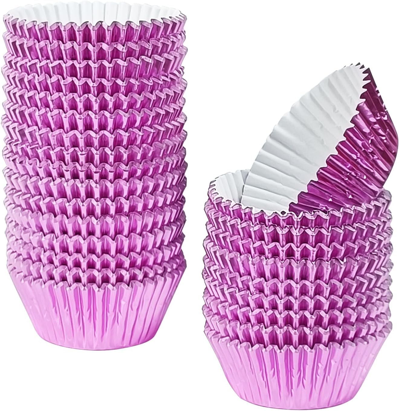 Pink Cupcake Liners for Baking,GOLF 500 Pack Standard Size Pink Foil Cupcake Liners Wrappers Metallic Baking Cups,Muffin Paper Cases