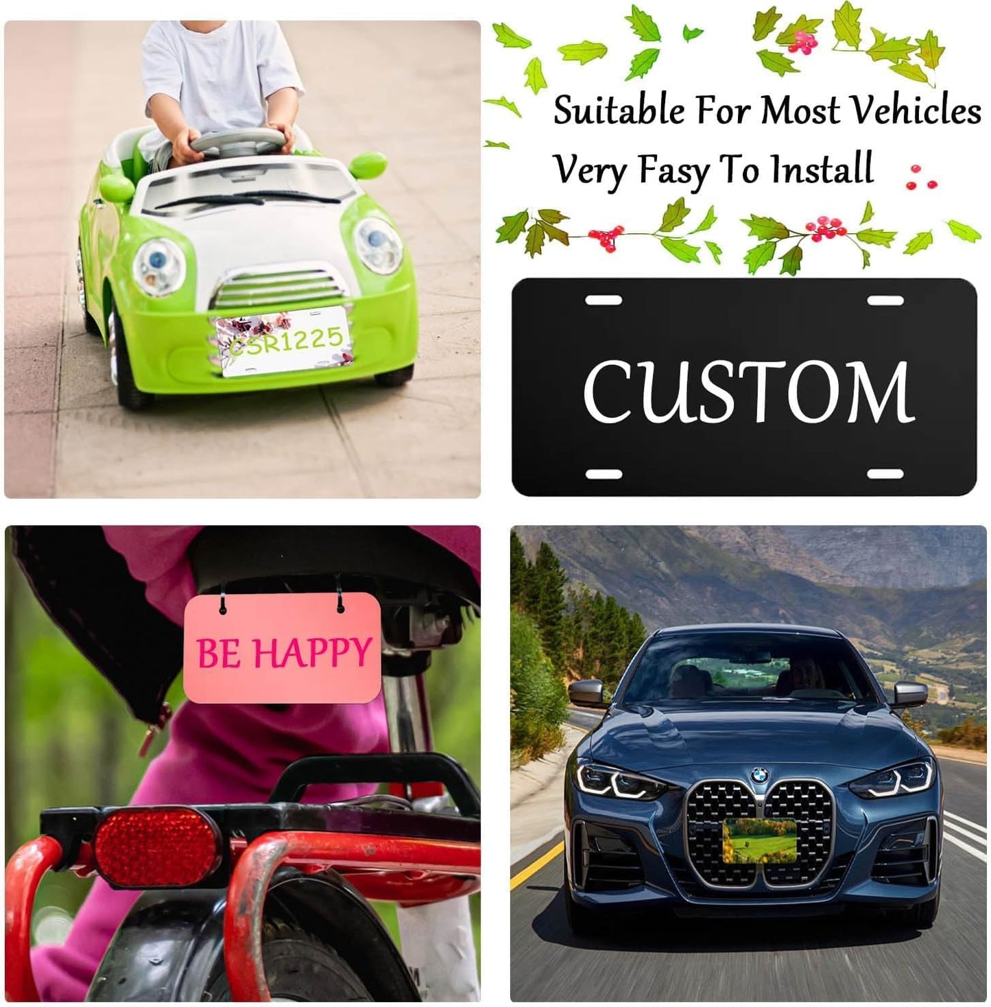 Custom License Plate for Front of Car, Personalized Number Plate Customized Your Text Image Photo Logo, Suitable for Truck Car Door Plate Bar Cafe Auto Accessories (6x12inch style2)