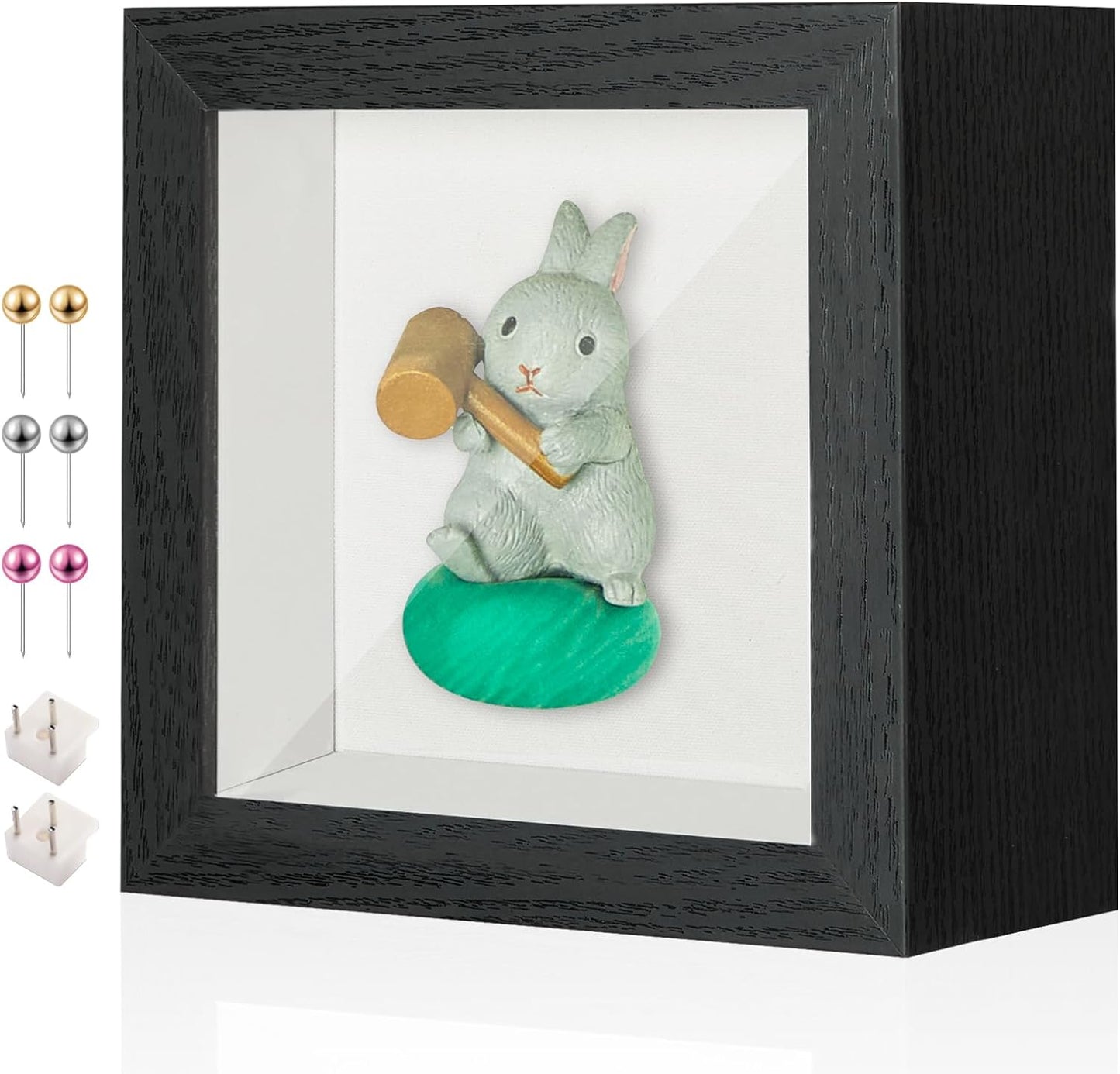 3x3 Mini Shadow Box Display Case Picture Frame with Soft Linen Back,Small Deep Black Shadow Box 3x3 for Flowers Medal Display Case Jersey pet Graduation Memorabilia Baby Ltems Crafts Photos