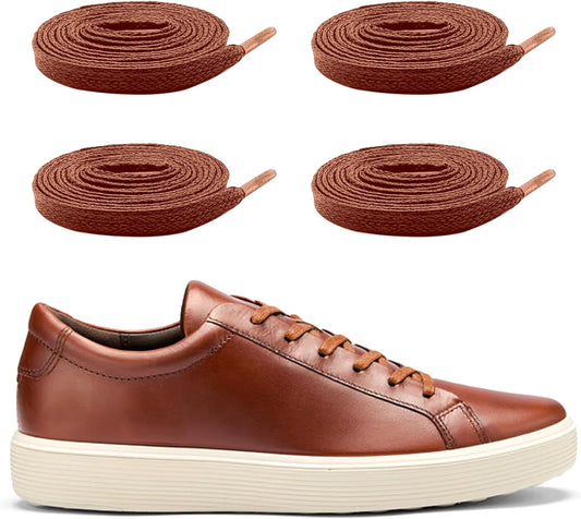 2 Pairs Waxed Flat Shoe Laces for ECCO Lace Up Leather Sneakers, 1/4"(6mm) Dress Cotton Shoelaces Replacement
