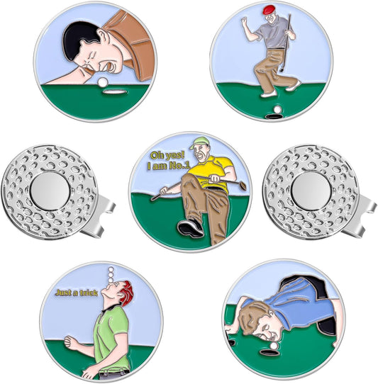 Funny Ball Marker Hat Clip, Magnetic Enamel Golf Ball Markers for Putting Green, Golf Ball Marker with Magnetic Hat Clip, Unique Gift for Golf Lovers