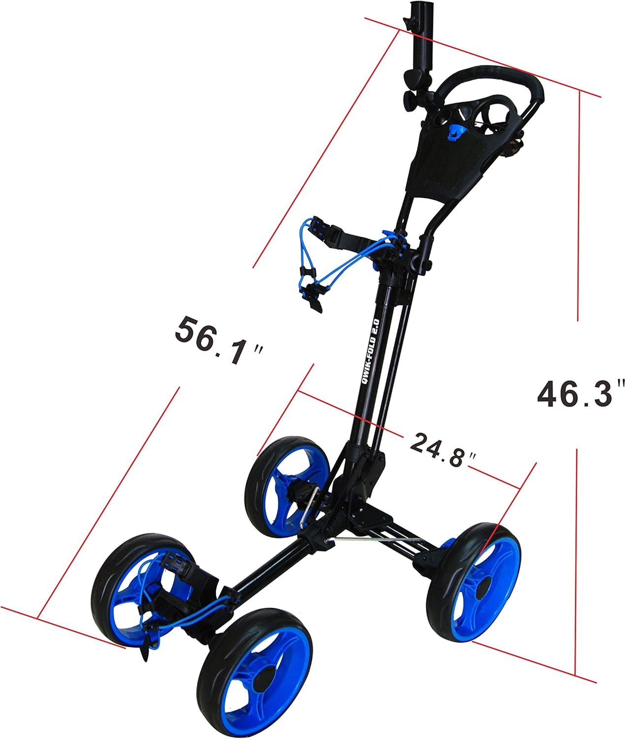 Folding Golf Push Cart 4 Wheel with Foot Brake – 1-Second Open & Close Golf Bag Cart, Adjustable Handle, Ball-Bearing Wheels, Lightweight Aluminum Frame, Umbrella Holder Included