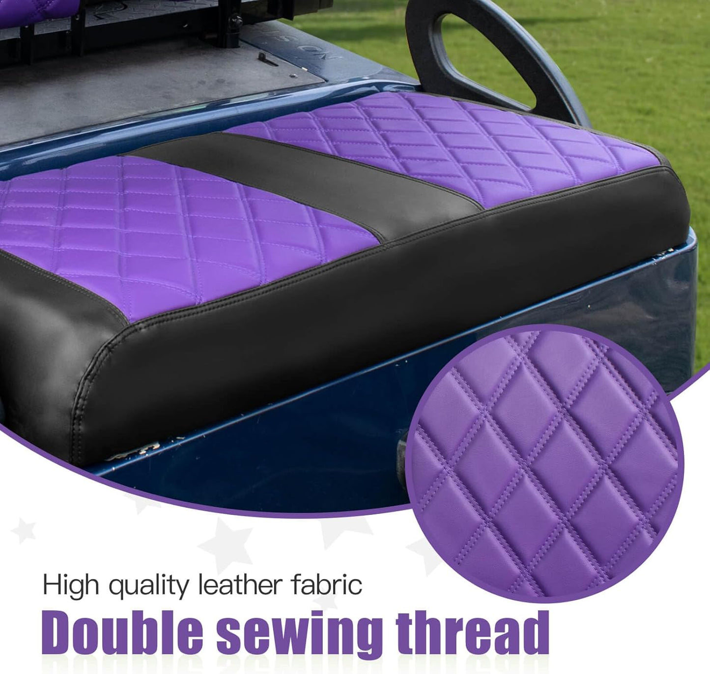 NOKINS Golf Cart Diamond Seat Covers Kit, Fit for Club Car Precedent OEM Standard Front Seat Cushion, Golf Cart Vinyl Seat Cover, No Nails Required