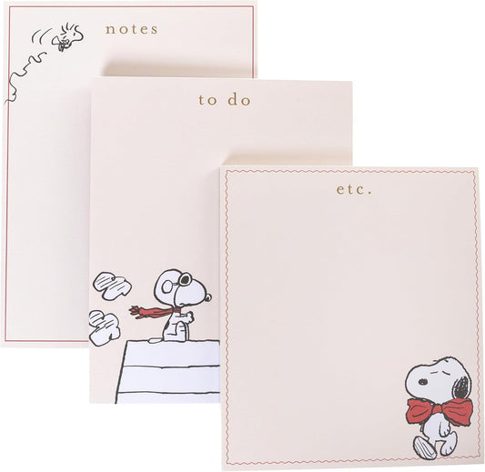 Graphique Peanuts Assorted Notepads Luxe Collection, Set of 3 Snoopy Memo Pads, 60 Sheets/Pad, 6.3” x 8.46”