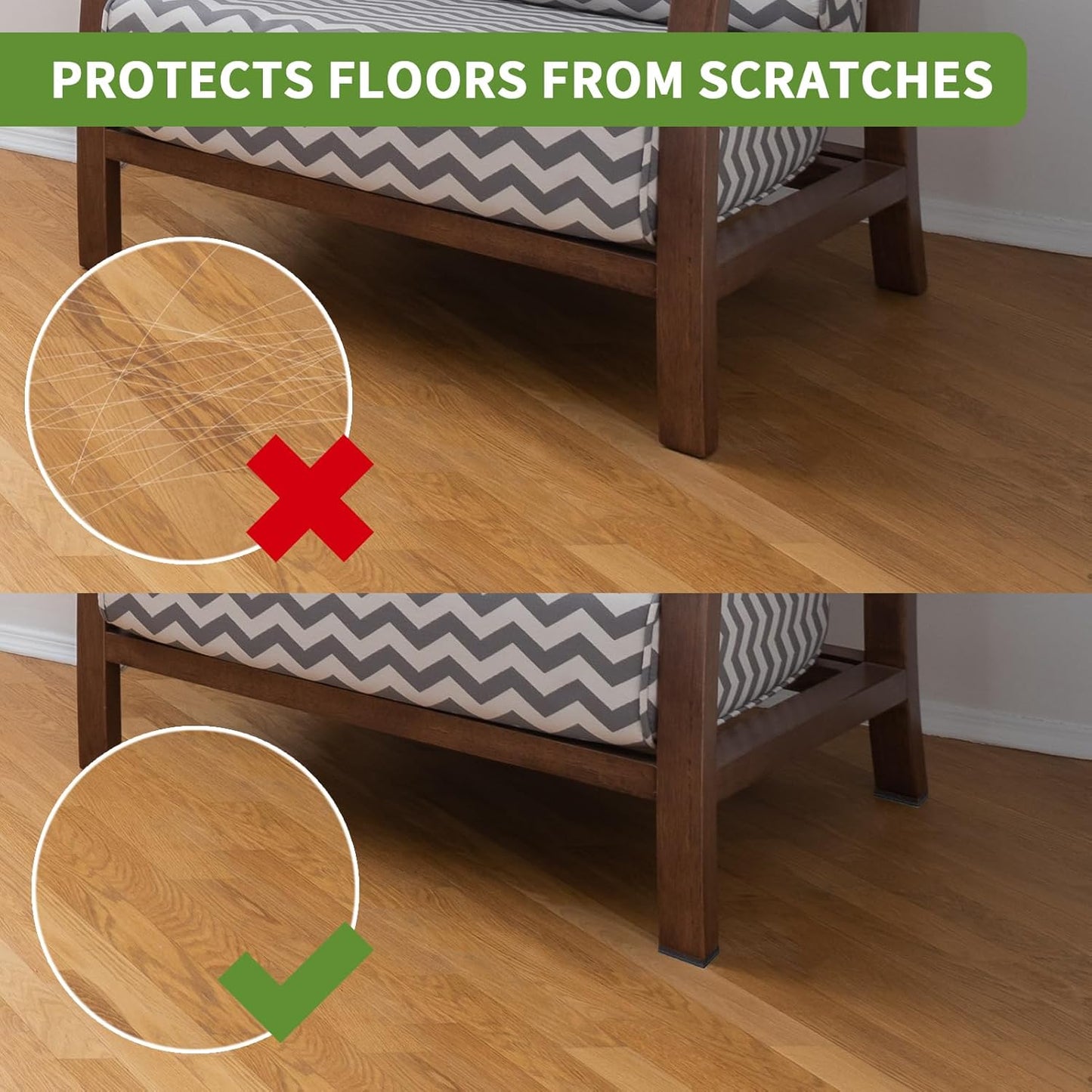 Non Slip Furniture Pads 36 PCS 1'' Square - Anti Slip Furniture Pads - Self Adhesive Rubber Feet Furniture Feet - Chair Leg Floor Protectors - Keep Furniture in Place