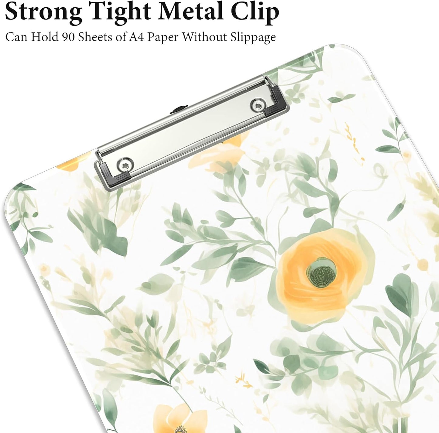 Rimilak Plastic Clipboards with Metal Clip, A4 Letter Size 9 x 12.5 in, Office Decorative for Students Women Men and Kids, Cute Custom Pattern, Green Plants