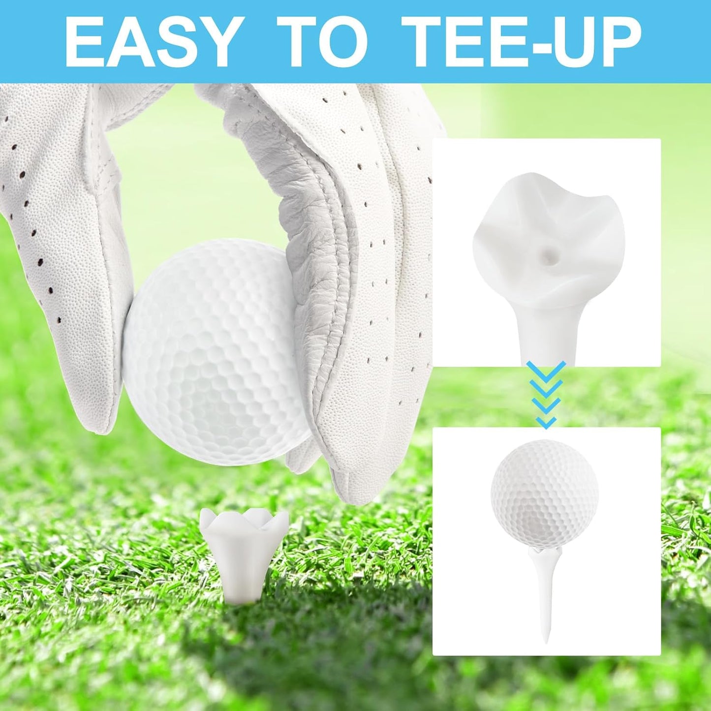 Weslymoo 1 1/2 Inch Plastic Golf Tees, Short Tees 120 Pack with Low-Friction Design for Iron、Par Threes、Hybrids and Driving Range, with High Stability and Low-Friction Performance Golf Tees Plastic