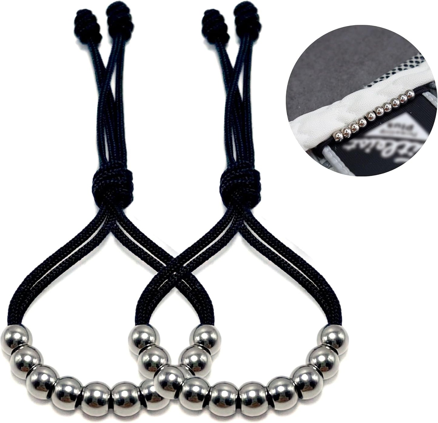 LAMIBEE Pack of 2 Golf Glove Bead Stroke Counter, 10 Stainless Steel Beads Score Counter for Gloves, Stroke Count Resizable Easy to Adjust Golf Round Scoring Tracker Accessory