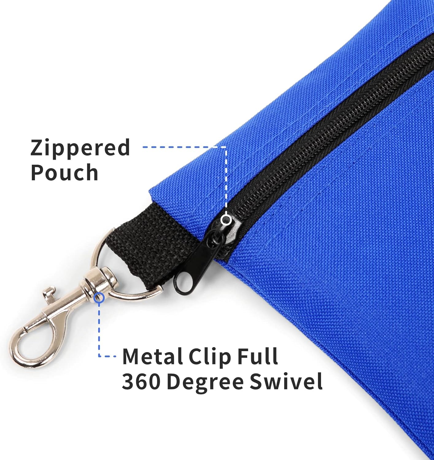 BuyAgain Golf Tee Pouch, 5.62 X 6.87 Inch Professional Zipper Golf Tee/Ball Pouch Bag with Metal Lobster Claw Clip