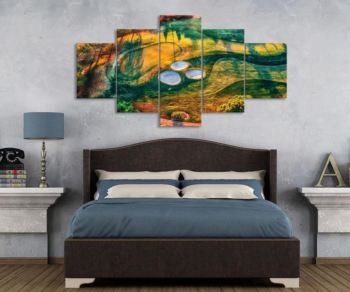 chenchenArt Florida Regatta Bay Golf Course Wall Art for Living Room Bedroom Bathroom Home Decorations Golf Course Pictures Posters Canvas Prints Modern Artwork Framed Ready to Hang(60''W x 32''H)