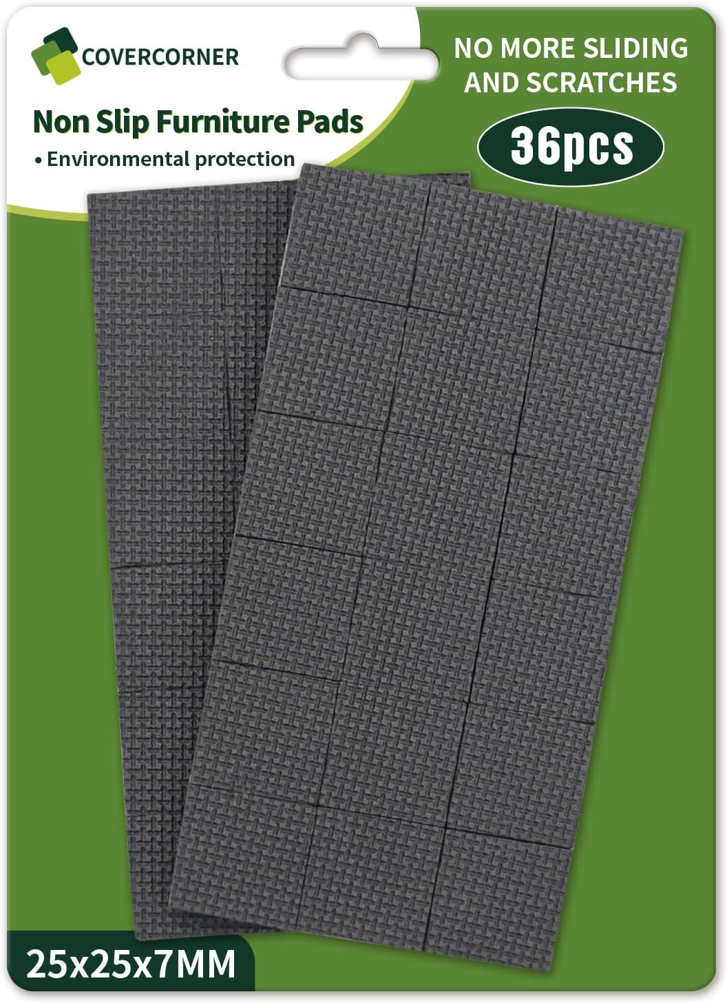 Non Slip Furniture Pads 36 PCS 1'' Square - Anti Slip Furniture Pads - Self Adhesive Rubber Feet Furniture Feet - Chair Leg Floor Protectors - Keep Furniture in Place