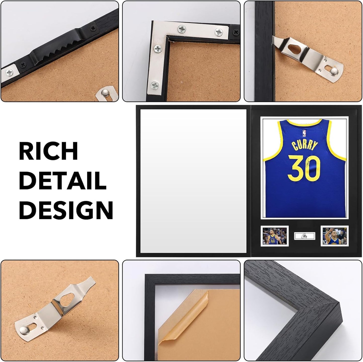 Nice C Jersey Frame Display Cases, Jersey Frame with Pictures Photos, Jersey Shadow Box Shirt Display Case, 98% UV Protection, Football Basketball Soccer (3 Pack)