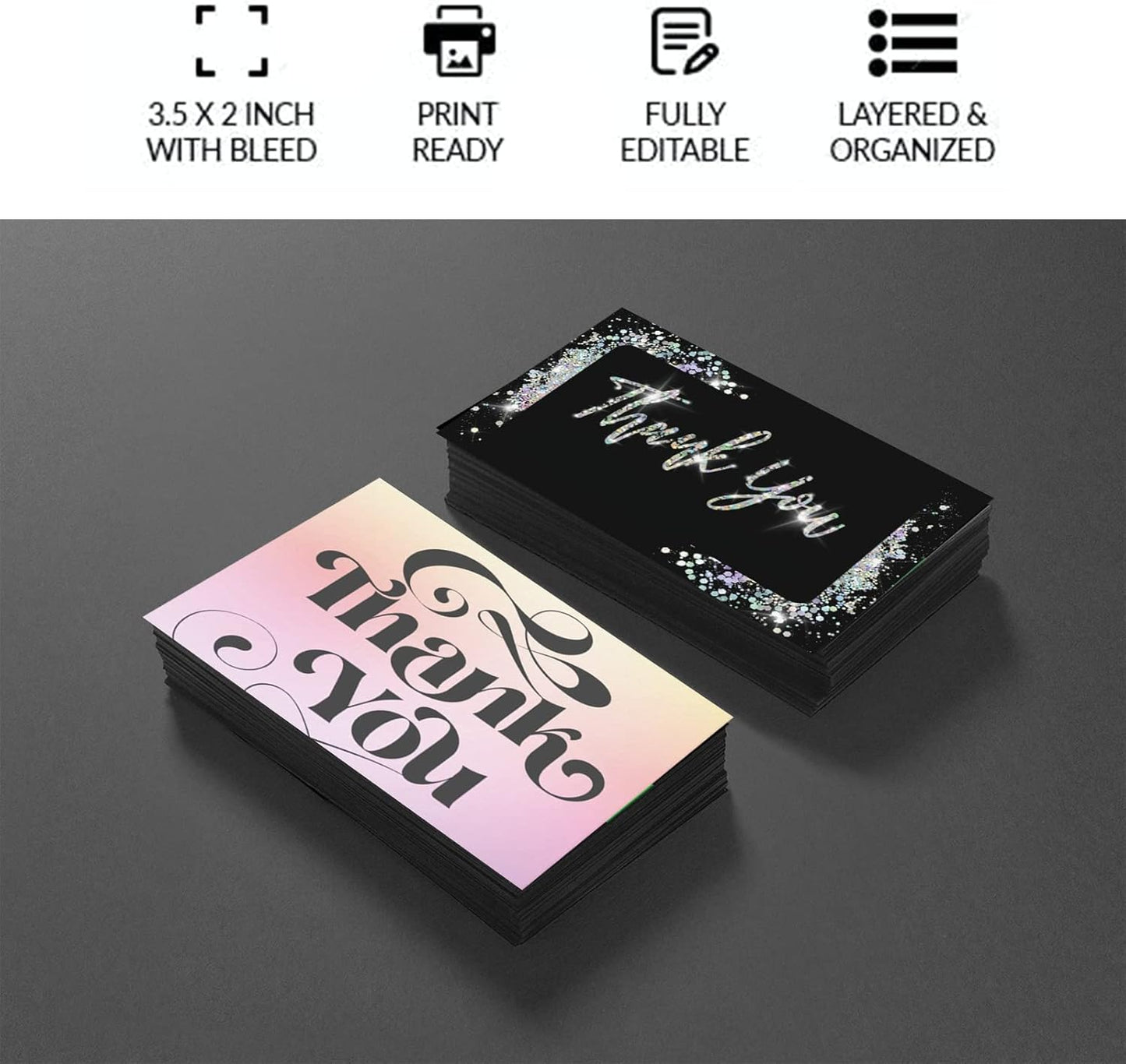 Custom Business Cards 100PCS Double-sided Printing Business Cards Customize with Your Logo Personalized 3.5"x 2" Cards for Business - Custom Thank You Cards