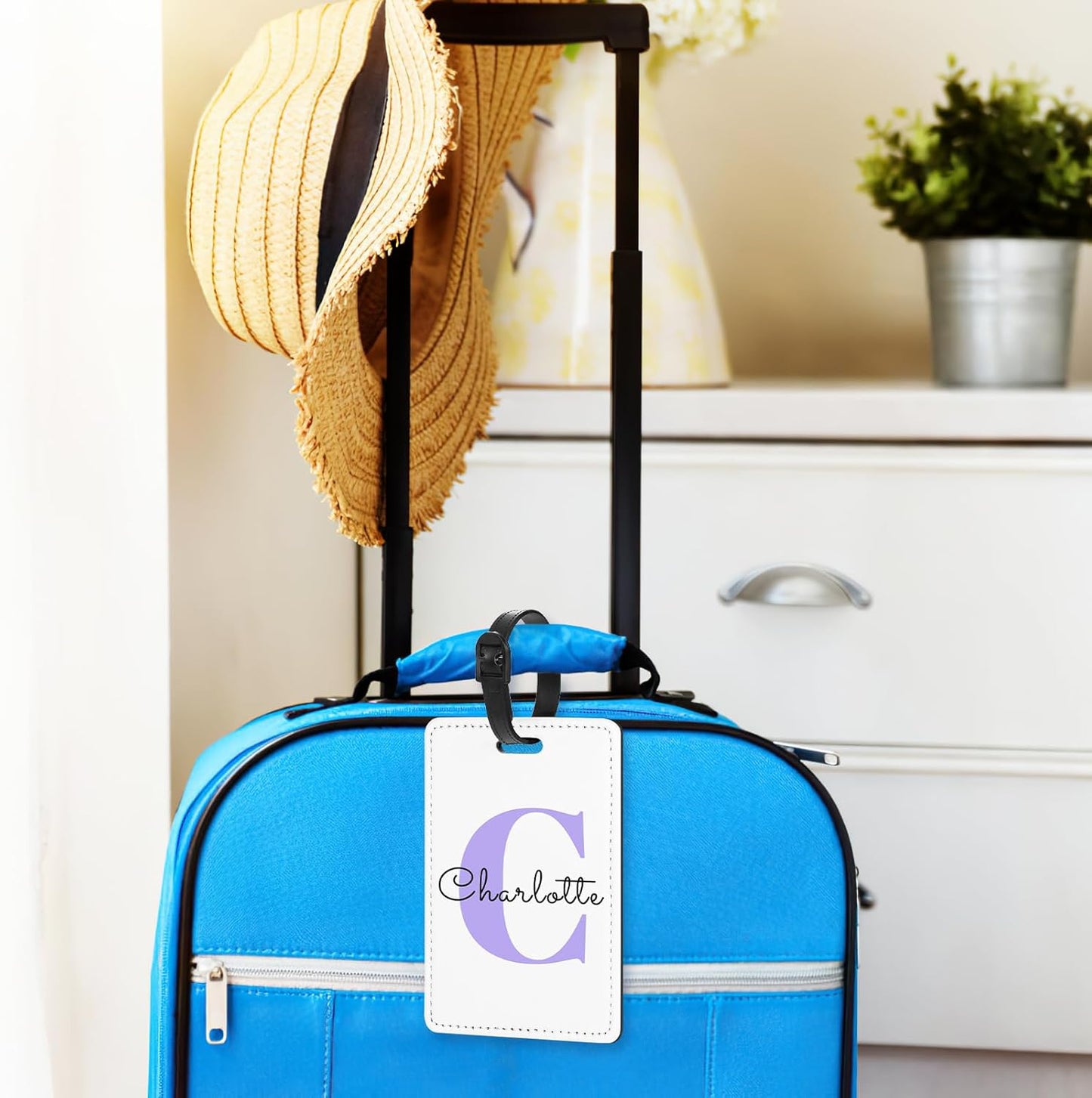 Personalized Leather Luggage Tags for Suitcase, Custom Golf Bag Tag Travel Labels Name Identifiers with Strap for Women Men Customized Your Own Text Photo Logo