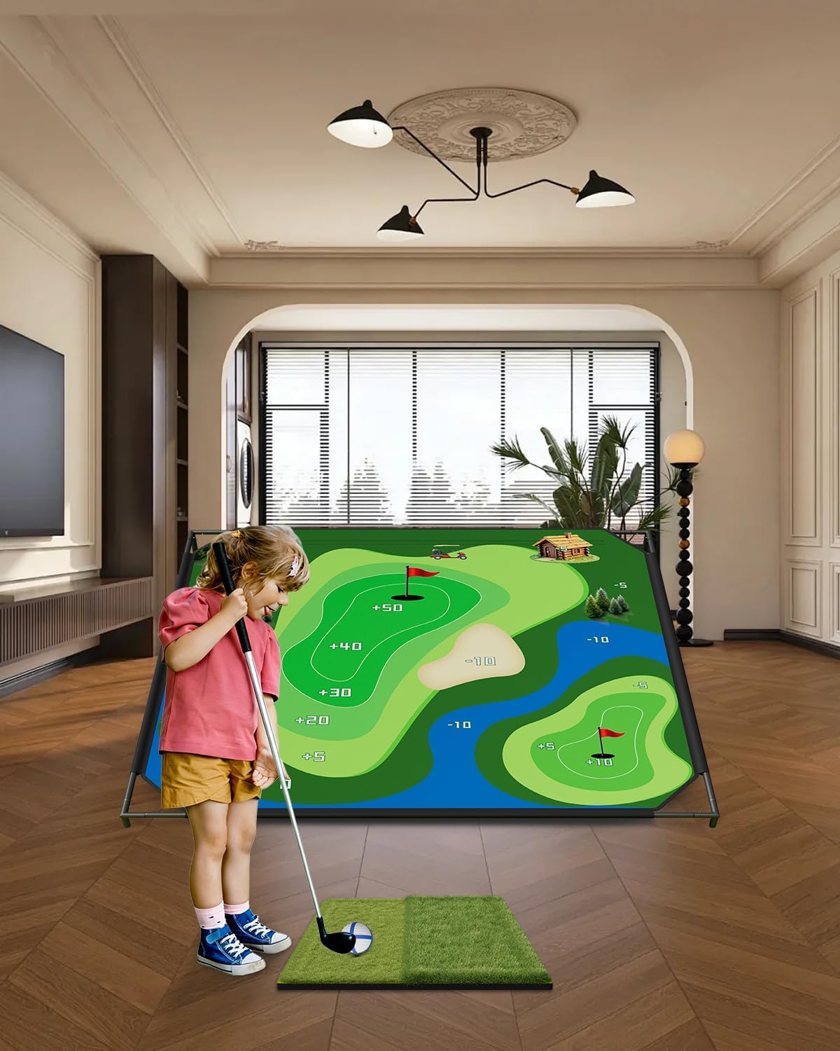 NAIZEA Golf Chipping Game with Stand - Golf Target Battle Games with Hitting Mat, 25 Sticky Balls, Indoor Outdoor Portable Golfs Game for Chipping Practice for Dads Golfers