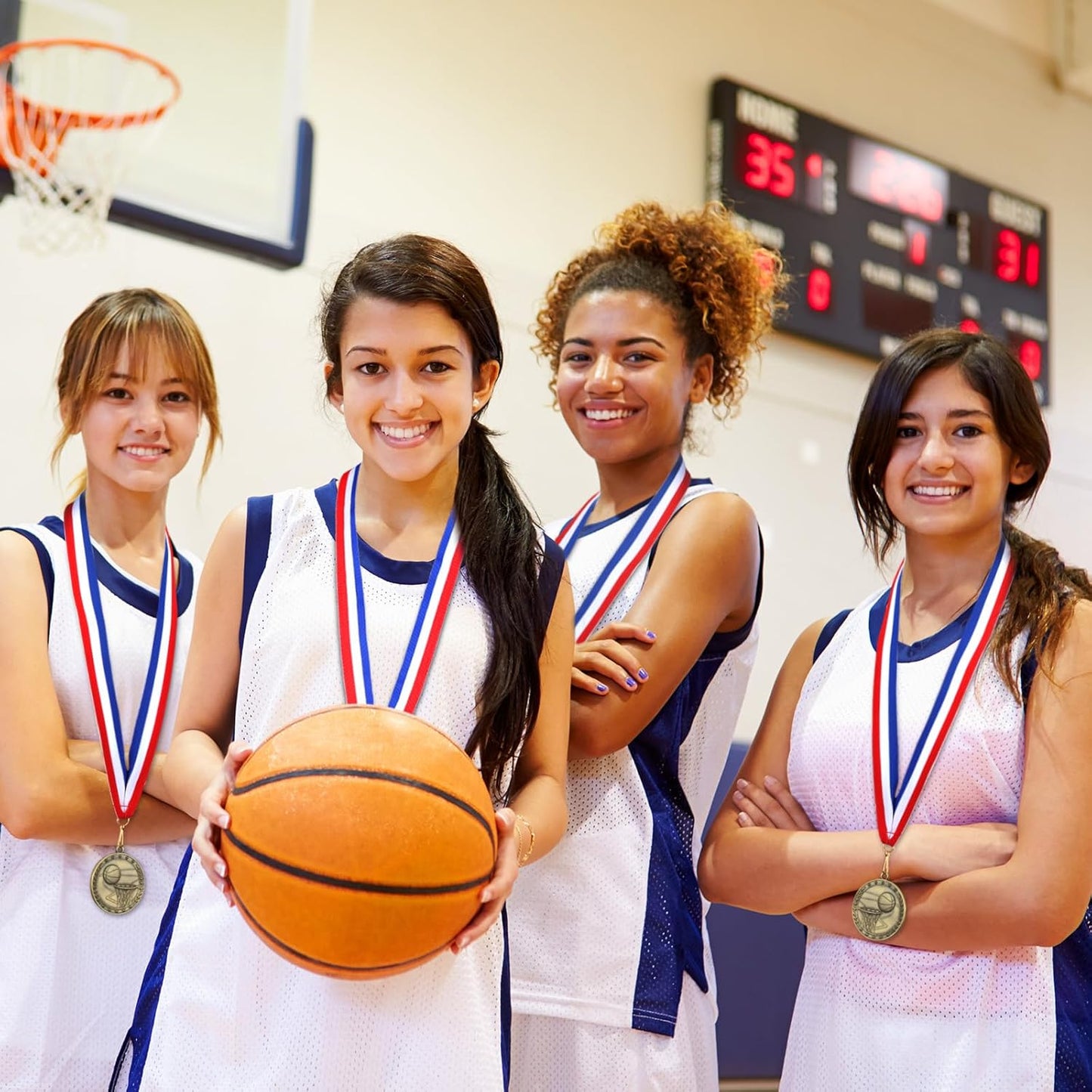 36 Pcs 2'' Gold Medals Bulk Volleyball Football Basketball Soccer Baseball Archery Dink Ball Cheer Track Bowling Awards Medals with Ribbons for Sports Participation Winner Gift