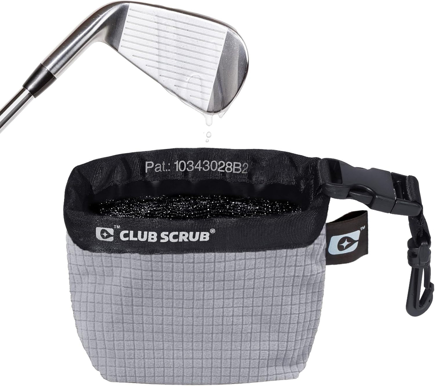 Club Scrub Golf Club and Golf Ball Cleaning Bag, Waterproof Clean Face Technology Liner, Detachable Clip, Machine Washable, Cleans Club Grooves, Dry Exterior (Neoprene or Microfiber Option Available)