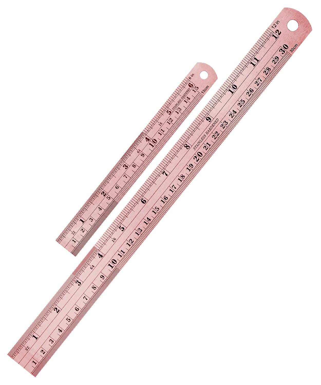 Mr. Pen- Steel Rulers, 2 Pack, 6" and 12", Rose Gold, 6 Inch Ruler Metal Rulers, Stainless Steel Ruler 12 Inch