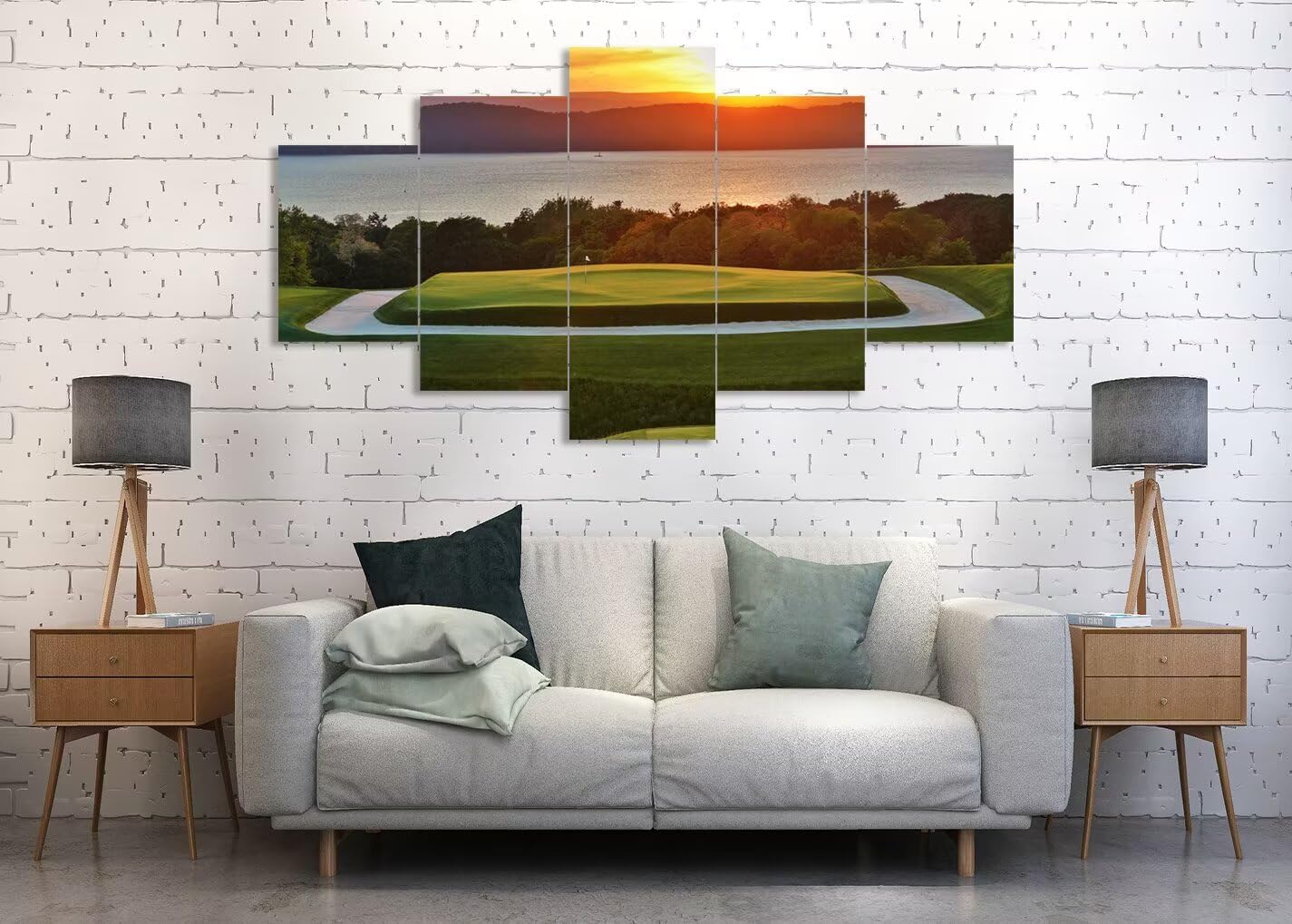 chenchenArt Golf Course Wall Art for Office - Golf Wall Decor for Living Room Bedroom Bathroom Home Decorations Golf Art Canvas Prints Modern Artwork Framed Ready to Hang(60''W x 32''H)