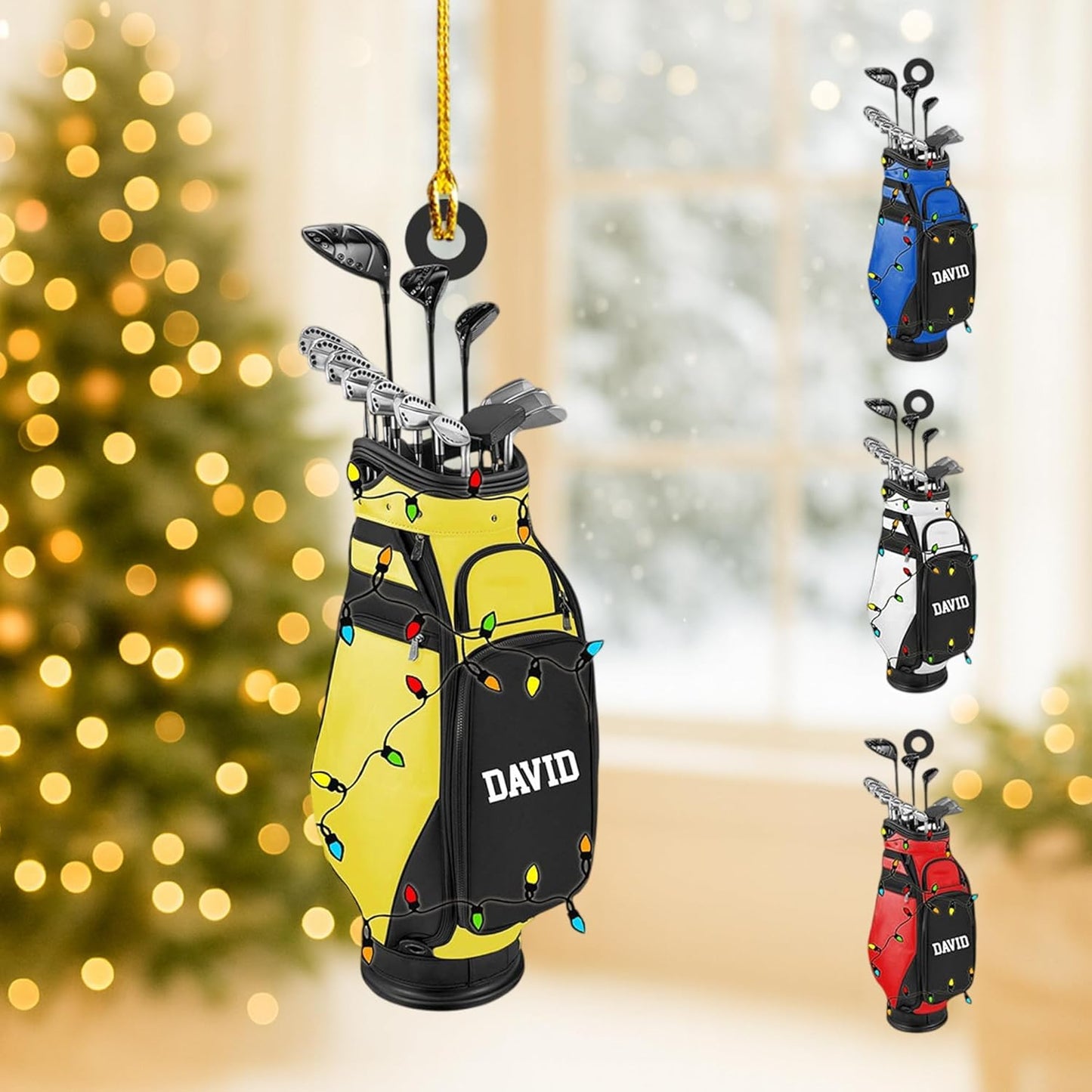 NAZENTI Personalized Golf Bag Lights Christmas Ornament 2025, Custom Name Golf Bag, Customization Golf Bag and Irons Decoration for Xmas Tree, Golfing Keepsake Gift for Golfer & Golf Player