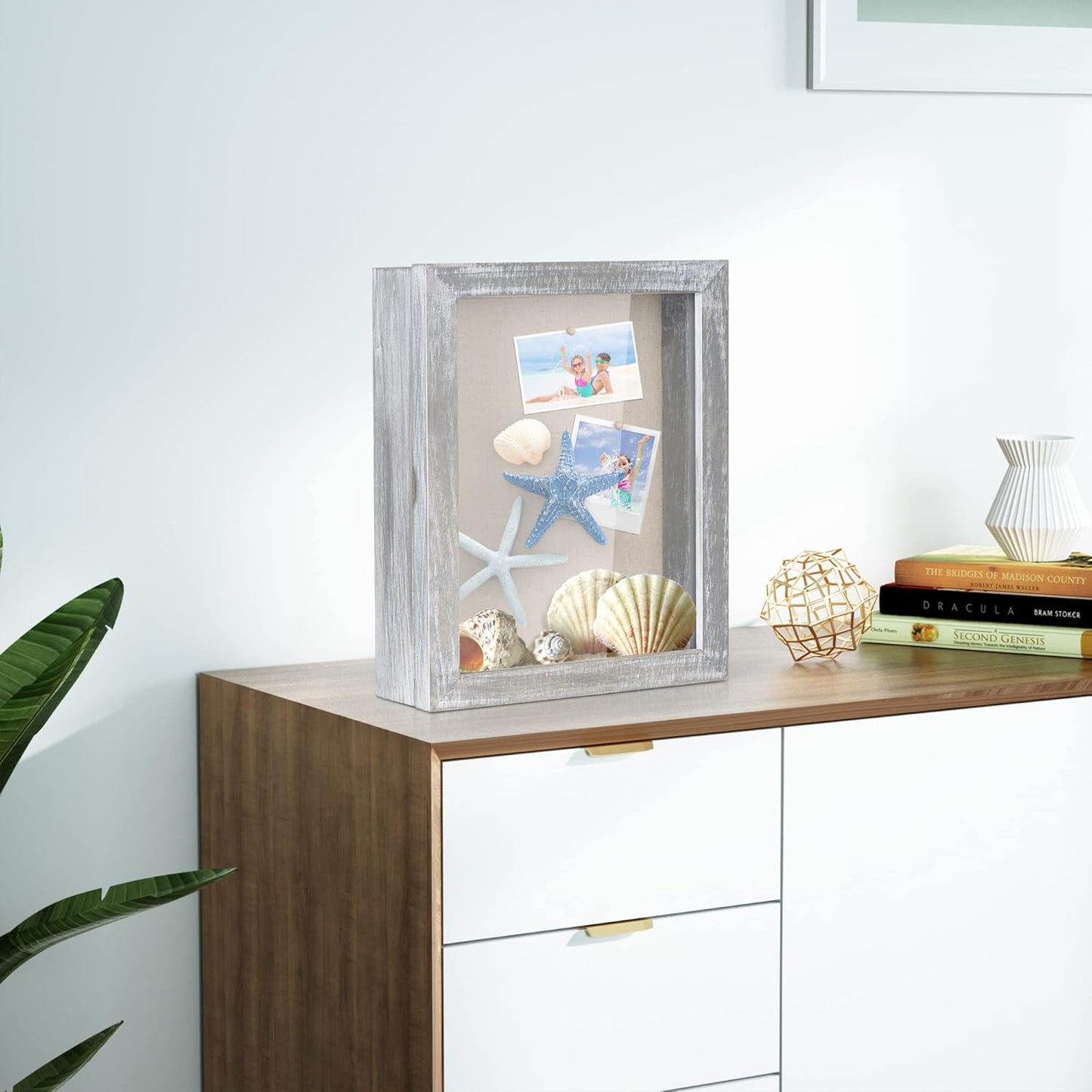 Love-KANKEI Shadow Box Frame 8x10 Shadow Box Display Case with Linen Back Memorabilia Awards Medals Photos Memory Box Gift Grey