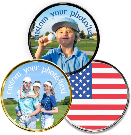 Personalized Golf Ball Marker Hat Clip – Custom Magnetic Marker with Your Photo, Name, Logo or Initials – Unique Golf Gift for Men, Dad, Coach, Golfer