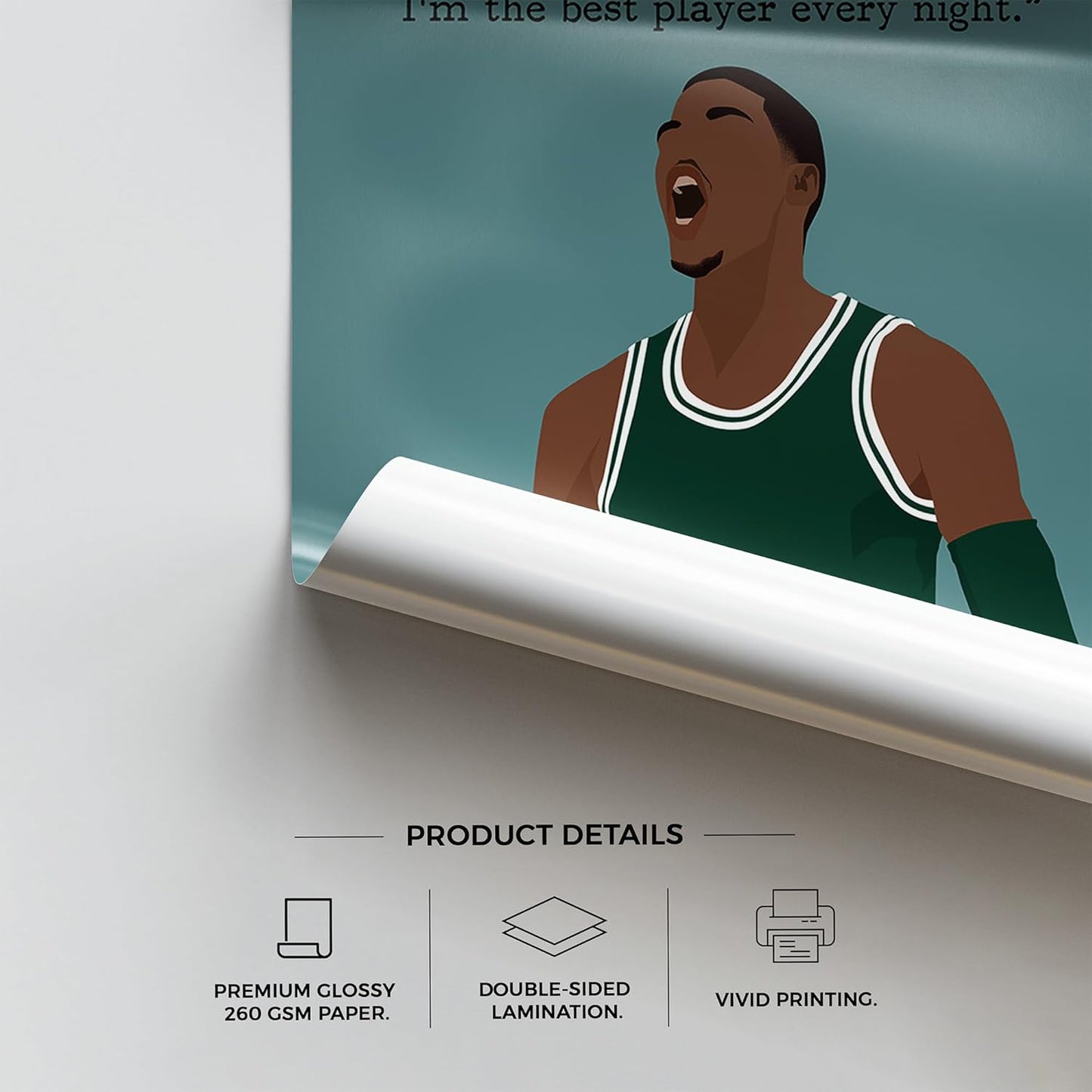 LOLUIS Motivational Basketball Superstar Hand-Drawn Artwork Sport Quote Wall Art Decorations (Unframed 16"x20", Basketball Player 9)