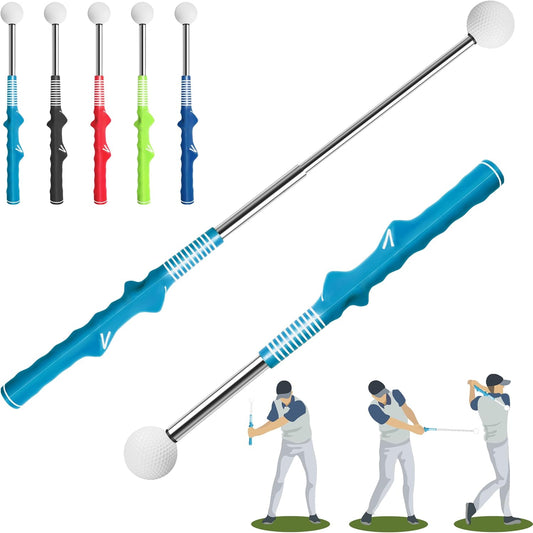 Retractable Golf Swing Training Aid:Golf Grip Trainer,Swing Trainer with Swing Sound Prompt,Feedback,for Beginners.Golf Accessories for Indoor Practice-Strength,Tempo Training.