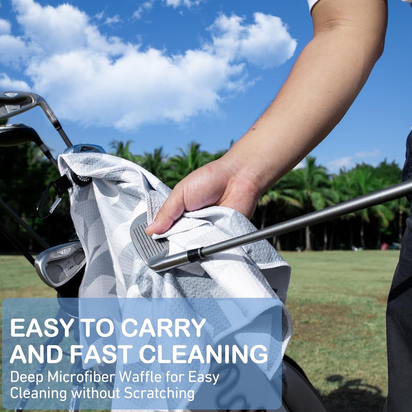 Magnetic Golf Towel for Men Women Golfer - Microfiber Golf Towel Magnet with Waffle Texture - Strengthen Magnet Golf Towels for Strong Hold to Metal Objects (5.Grey Camo)