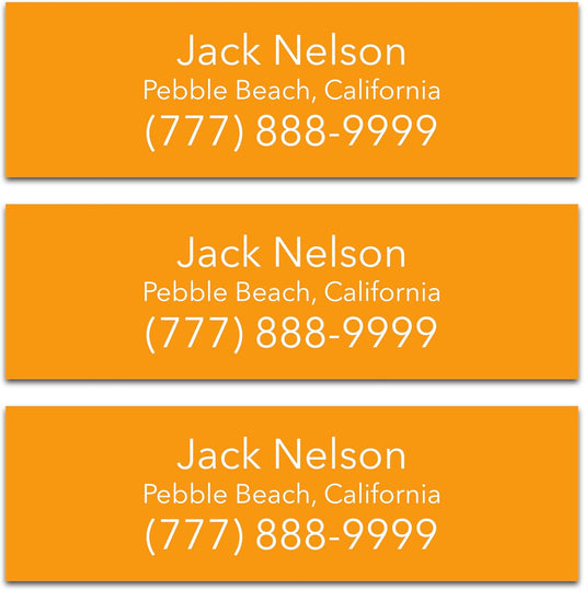 Golf Accessories Labels (30) - Personalized Waterproof Golf Club Name Stickers (Orange with White Text)