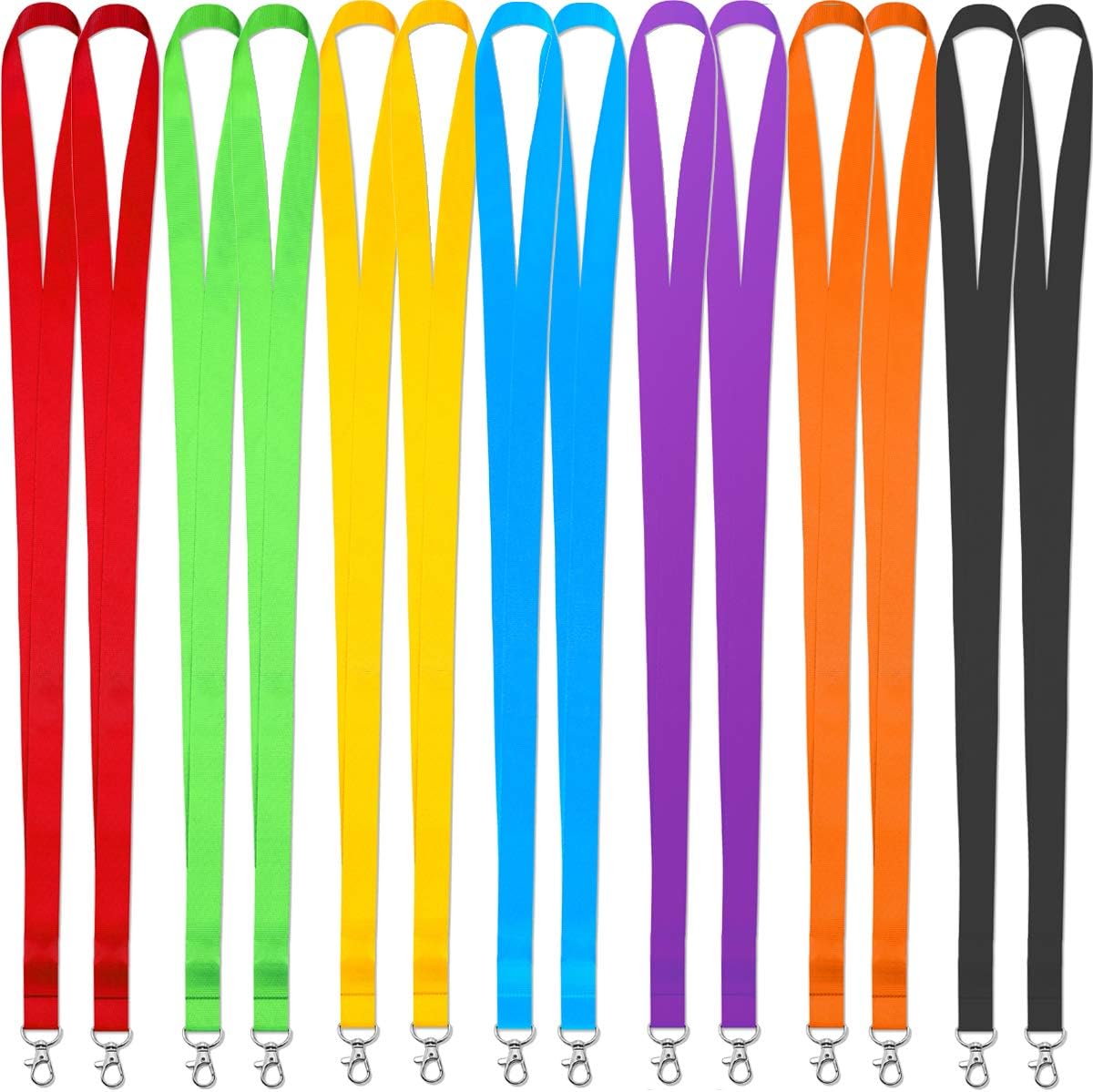 YOUOWO Cruise Lanyards Solid Durable14 Pack 7 Colors, For ID Card Badge Holder Office Neck Keychain,wide 0.79inch (2cm)