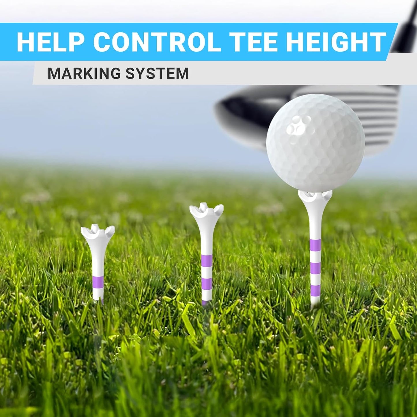 Professional Plastic Golf Tees 100 Pack (3-1/4" or 2-3/4"), Enhanced Durability & Stability, Engineered to Minimize Friction and Side Spin