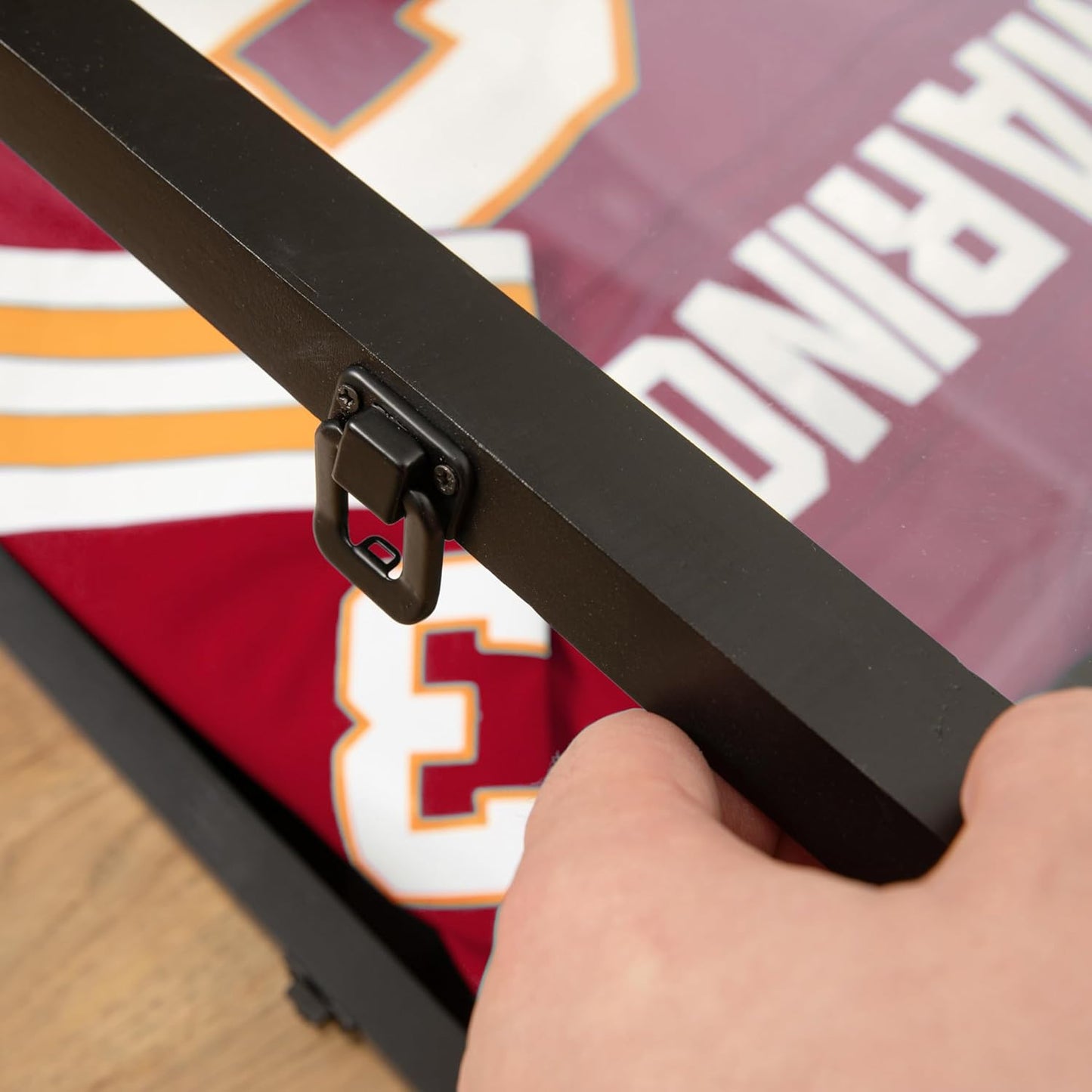 HBCY Creations Matte Black Jersey Frame Display Case - 24x36 Premium Shadow Box with Anti-Theft Lock, Acrylic Window, Solid Wood Frame, Fits, Includes Hanger and Hanging Hardware